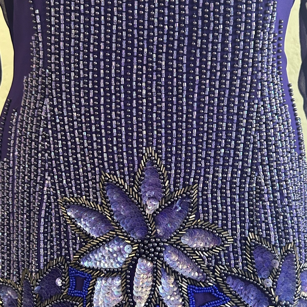 Unbranded Purple Sequin Embellished Asymmetrical silk Gown Sz 8 - Picture 6 of 13